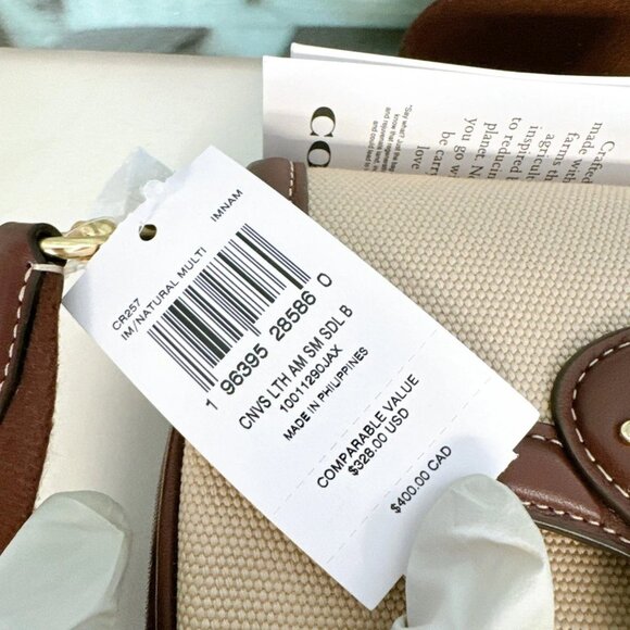 Coach CR257 Canvas Logo Outlet Shoulder Bags IN NATURAL MULTI - Picture 8 of 8
